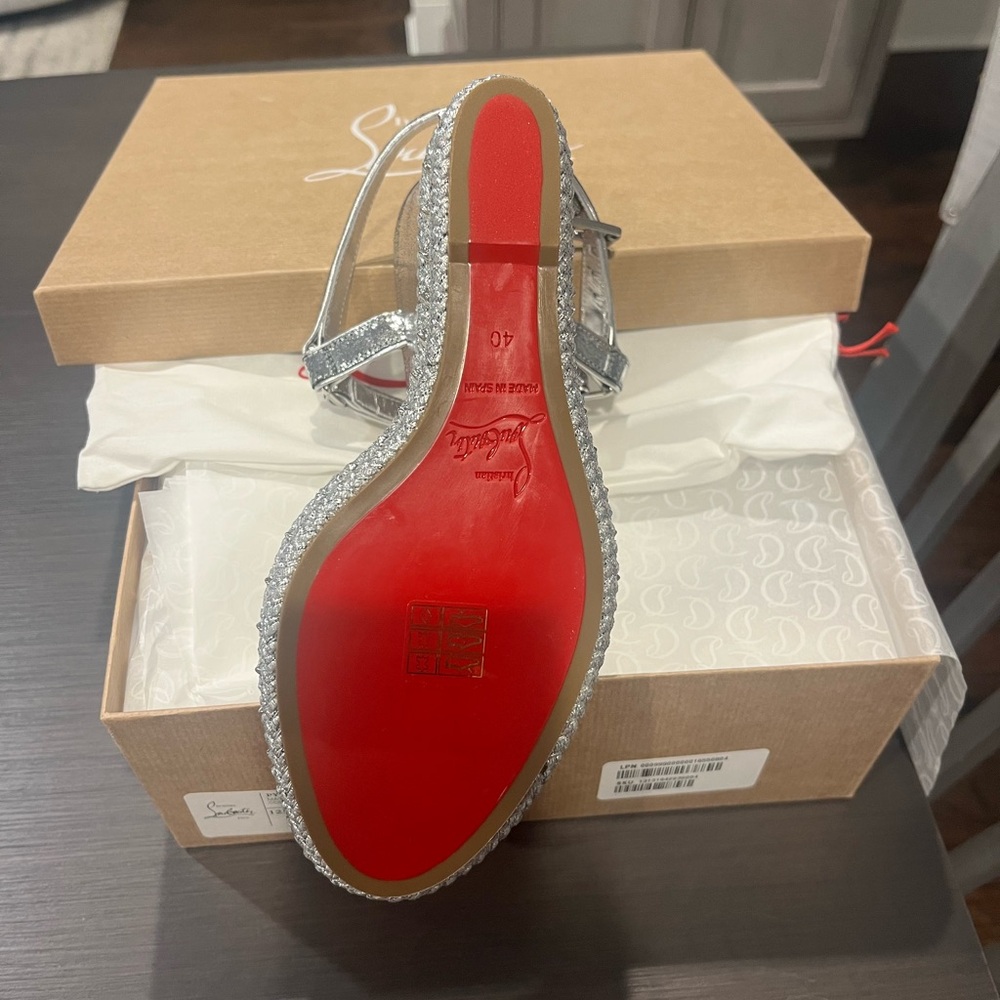 Christian Louboutin Silver Wedge Sandals